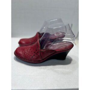 Dansko Wedge Clogs Womens Size 6 M Red Leather